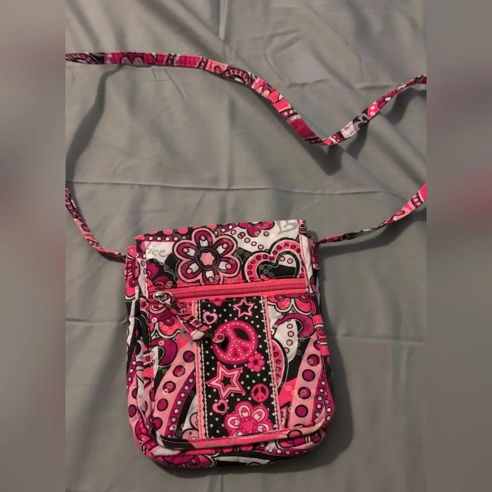 Girls Pink Justice Handbag Purse Peace Sign, Heart, Star, Flower